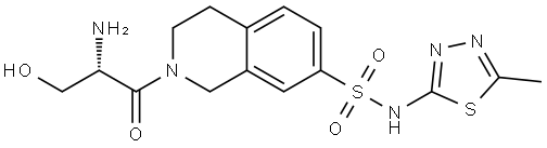 7-Isoquinolinesulfonamide, 2-[(2S)-2-amino-3-hydroxy-1-oxopropyl]-1,2,3,4-tetrahydro-N-(5-methyl-1,3,4-thiadiazol-2-yl)- Struktur