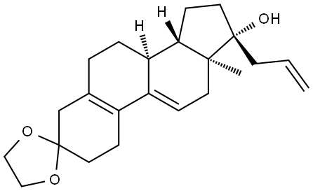 Estra-5(10),9(11)-dien-3-one, 17-hydroxy-17-(2-propenyl)-, cyclic 1,2-ethanediyl acetal, (17β)- Struktur