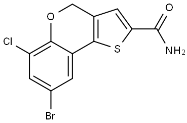 8-bromo-6-chloro-4h-thieno[3,2-c]chromene-2-carboxamide Struktur