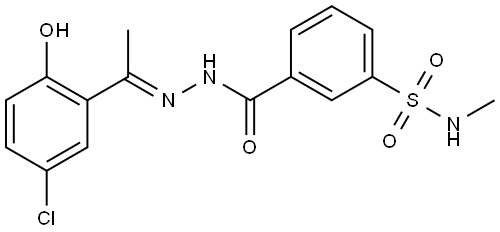 Benzoic acid, 3-[(methylamino)sulfonyl]-, (2E)-2-[1-(5-chloro-2-hydroxyphenyl)ethylidene]hydrazide Struktur