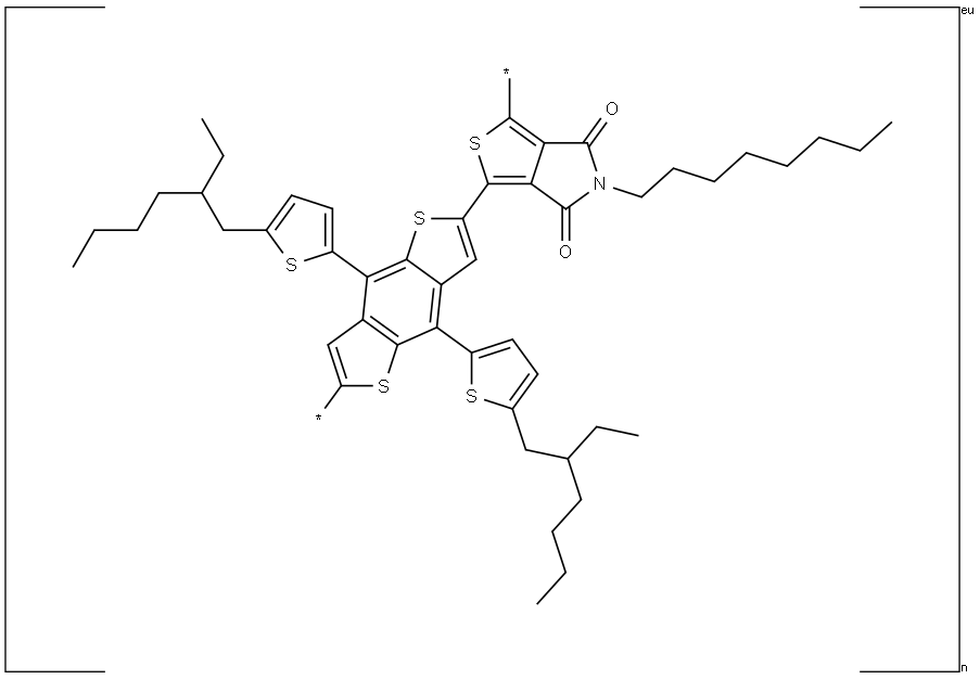 Poly[(5,6-dihydro-5-octyl-4,6-dioxo-4H-thieno[3,4-c]pyrrole-1,3-diyl)[4,8-bis[5-(2-ethylhexyl)-2-thienyl]benzo[1,2-b:4,5-b']dithiophene-2,6-diyl]] Struktur