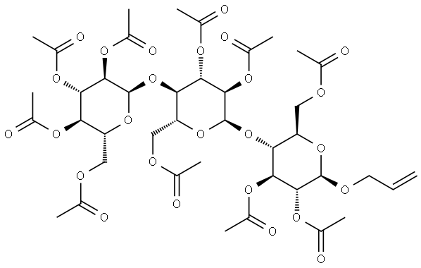 2-Propenyl O-2,3,4,6-Tetra-O-acetyl-α-D-glucopyranosyl-(1→4)-O-2,3,6-tri-O-acetyl-α-D-glucopyranosyl-(1→4)-β-D-glucopyranoside Triacetate Struktur