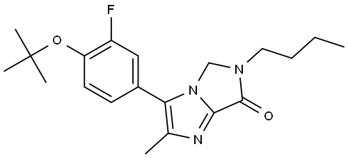 3-(4-(tert-butoxy)-3-fluorophenyl)-6-butyl-2-methyl-5,6-dihydro-7H-imidazo[1,5-a]imidazol-7-one Struktur