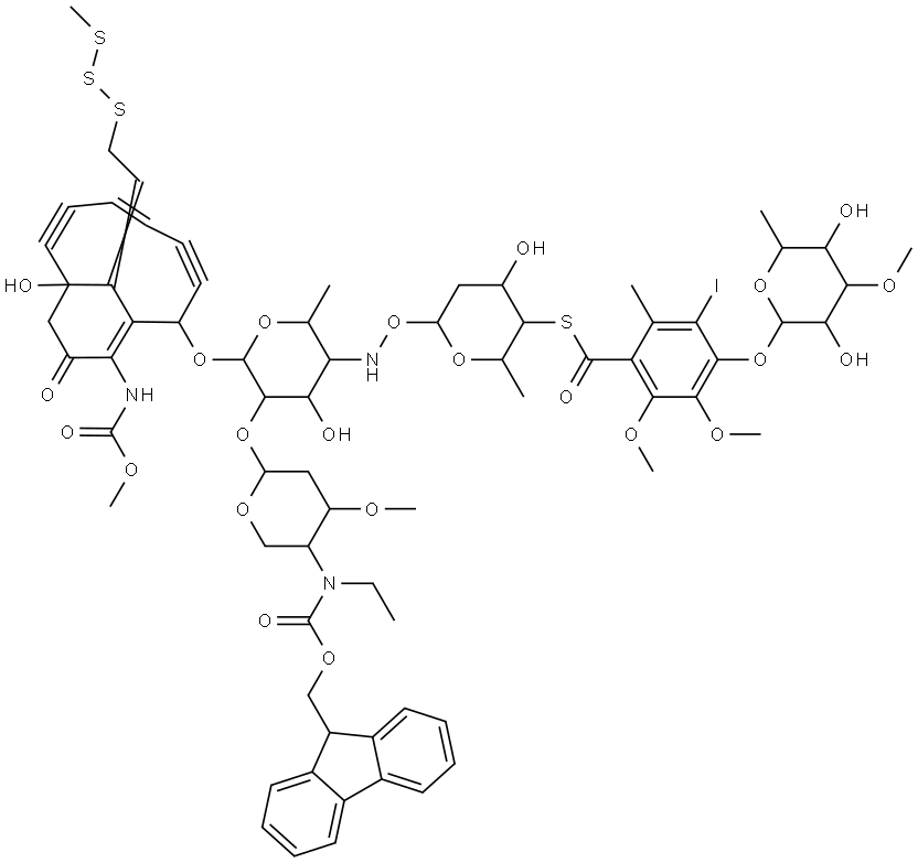 Carbamic acid, [8-[[4,6-dideoxy-4-[[[2,6-dideoxy-4-S-[4-[(6-deoxy-3-O-methyl-α-L-mannopyranosyl)oxy]-3-iodo-5,6-dimethoxy-2-methylbenzoyl]-4-thio-β-D-ribo-hexopyranosyl]oxy]amino]-2-O-[2,4-dideoxy-4-[ethyl[(9H-fluoren-9-ylmethoxy)carbonyl]amino]-3-O-methyl-α-L-threo-pentopyranosyl]-β-D-glucopyranosyl]oxy]-1-hydroxy-13-[2-(methyltrithio)ethylidene]-11-oxobicyclo[7.3.1]trideca-4,9-diene-2,6-diyn-10-yl]-, methyl ester, [1R-(1R*,4Z,8S*,13E)]-