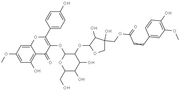 3-O-[5'''-O-feruloyl-beta-D-apiofuranosyl(1'''->2'')-beta-D-glucopyranosyl] rhamnocitrin Struktur