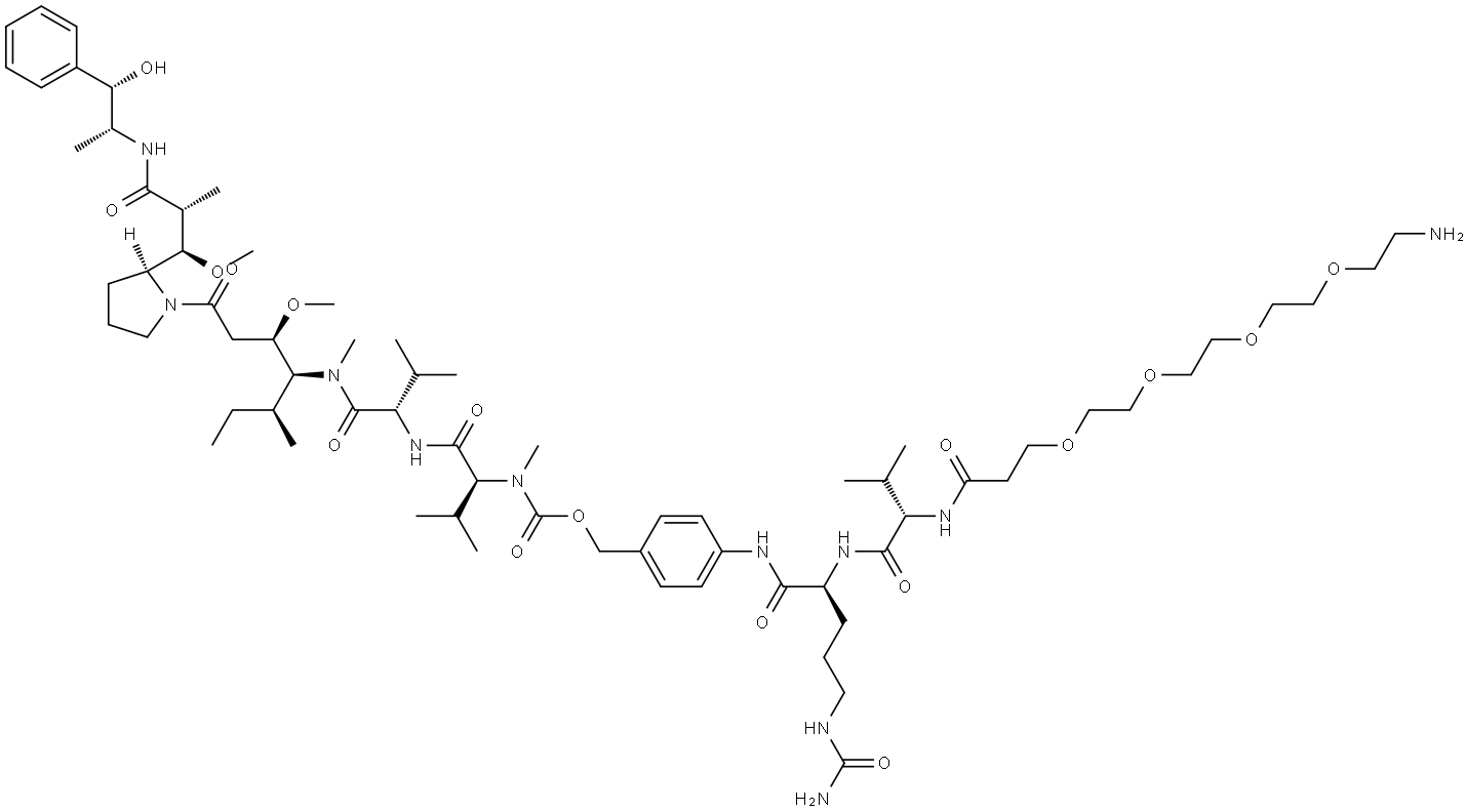 Amino-PEG4-Val-Cit-PAB-MMAE Struktur