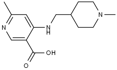 6-methyl-4-[(1-methylpiperidin-4-yl)methylamino]pyridine-3-carboxylic acid Struktur