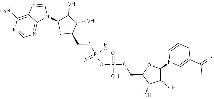 Adenosine 5'-(trihydrogen diphosphate), P'→5'-ester with 1-(1,4-dihydro-1-β-D-ribofuranosyl-3-pyridinyl)ethanone Struktur