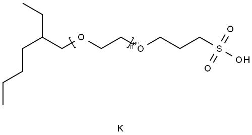 Polyethyleneglycol octyl (3-sulfopropyl) diether, potassium salt  Struktur