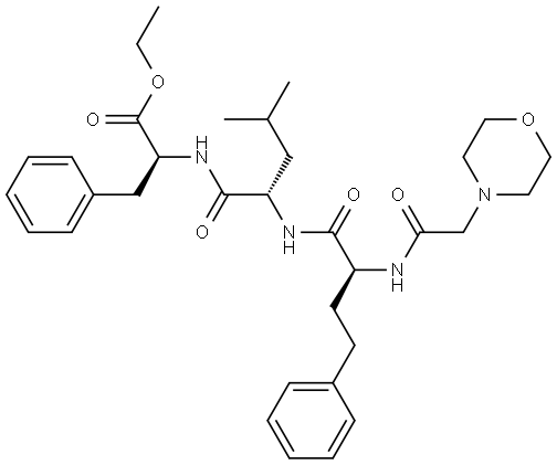 L-Phenylalanine, (αS)-α-[[2-(4-morpholinyl)acetyl]amino]benzenebutanoyl-L-leucyl-, ethyl ester Struktur