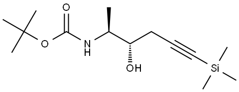 tert-butyl N-[(2S,3S)-3-hydroxy-6-trimethylsilylhex-5-yn-2-yl]carbamate Struktur