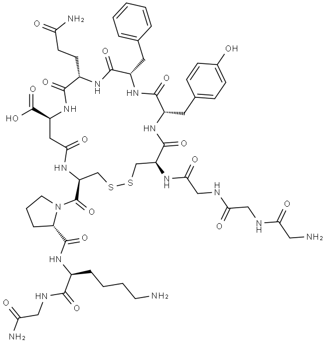 Vasopressin, N-[N-(N-glycylglycyl)glycyl]-5-L-β-aspartic acid-8-L-lysine- (9CI) Struktur