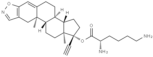 L-Lysine, (17α)-pregna-2,4-dien-20-yno[2,3-d]isoxazol-17-yl ester Struktur