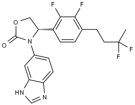 (S)-3-(1H-benzo[d]imidazol-6-yl)-4-(4-(3,3-difluorobutyl)-2,3-difluorophenyl)oxazolidin-2-one Struktur