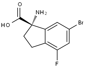 (S)-1-Amino-6-bromo-4-fluoro-2,3-dihydro-1H-indene-1-carboxylic acid Struktur