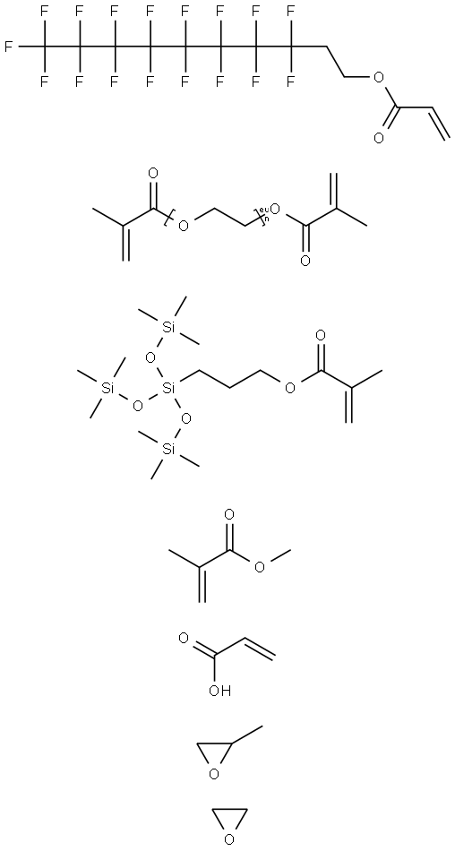 Methyl 2-methyl-2-propenoate polymer with 3,3,4,4,5,5,6,6,7,7,8,8,9,9,10,10,10-heptadecafluorodecyl 2-propenoate, methyloxirane polymer with oxirane mono-2-propenoate, α-(2-methyl-1-oxo-2-propenyl)-ω-[(2-methyl-1-oxo-2-propenyl)oxy]poly(oxy-1,2-ethanediyl Struktur