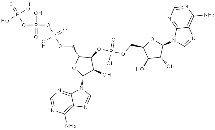 Adenosine, 5'-O-[hydroxy[[hydroxy(phosphonooxy)phosphinyl]oxy]phosphinyl]adenylyl-(3'→5')- Struktur