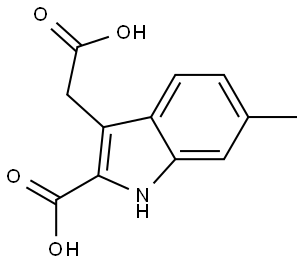 3-(carboxymethyl)-6-methyl-1H-indole-2-carboxylic acid Struktur