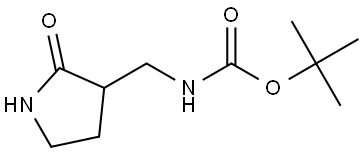 Carbamic acid, N-[(2-oxo-3-pyrrolidinyl)methyl]-, 1,1-dimethylethyl ester Struktur