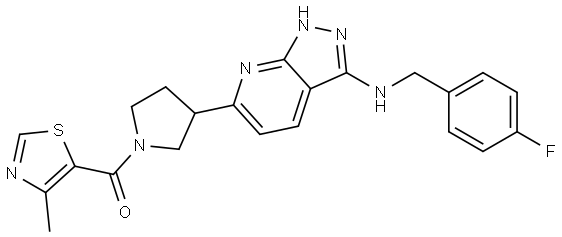 Methanone, [3-[3-[[(4-fluorophenyl)methyl]amino]-1H-pyrazolo[3,4-b]pyridin-6-yl]-1-pyrrolidinyl](4-methyl-5-thiazolyl)- Struktur