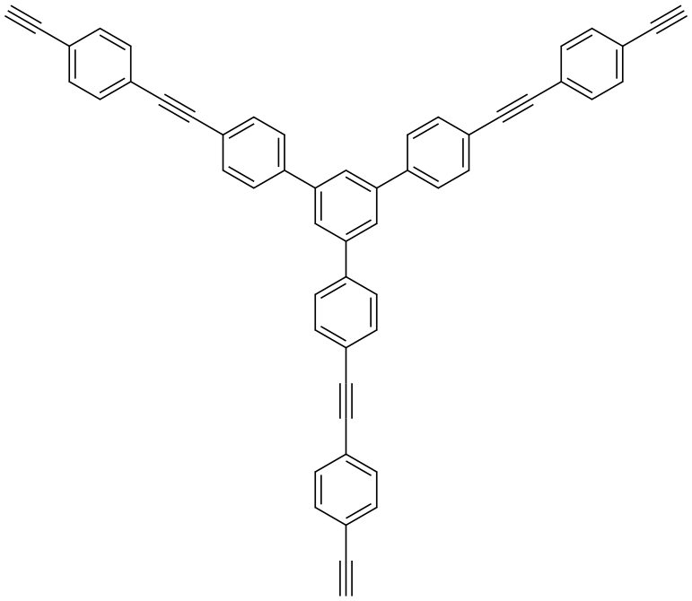 4,4''-Bis((4-ethynylphenyl)ethynyl)-5'-(4-((4-ethynylphenyl)ethynyl)phenyl)-1,1':3',1''-terphenyl Struktur