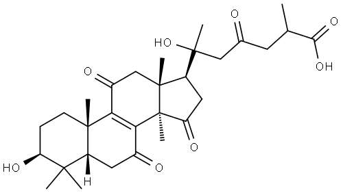 Lanost-8-en-26-oic acid, 3,20-dihydroxy-7,11,15,23-tetraoxo-, (3β,5β,20ξ)- Struktur