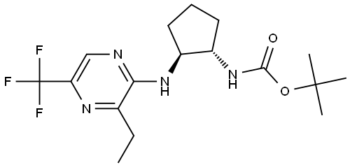 tert-butyl ((1S,2S)-2-((3-ethyl-5-(trifluoromethyl)pyrazin-2-yl)amino)cyclopentyl)carbamate Struktur