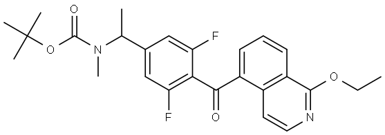 tert-butyl (1-(4-(1-ethoxyisoquinoline-5-carbonyl)-3,5-difluorophenyl)ethyl)(methyl)carbamate Struktur