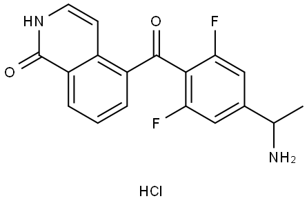 5-(4-(1-aminoethyl)-2,6-difluorobenzoyl)isoquinolin-1(2H)-one hydrochloride Struktur