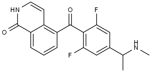 5-(2,6-difluoro-4-(1-(methylamino)ethyl)benzoyl)isoquinolin-1(2H)-one Struktur