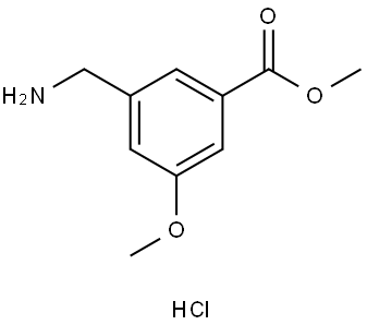 Benzoic acid, 3-(aminomethyl)-5-methoxy-, methyl ester, hydrochloride (1:1) Struktur