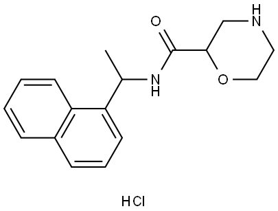 N-((R)-1-(naphthalen-1-yl)ethyl)morpholine-2-carboxamide hydrochloride Struktur