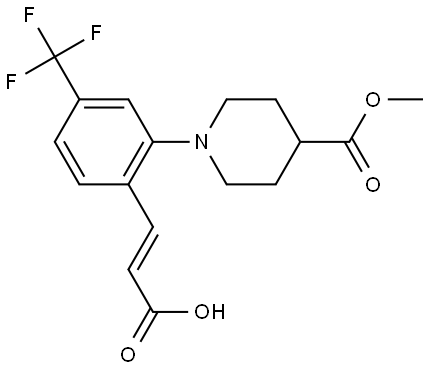 4-Piperidinecarboxylic acid, 1-[2-[(1E)-2-carboxyethenyl]-5-(trifluoromethyl)phenyl]-, 4-methyl ester Struktur