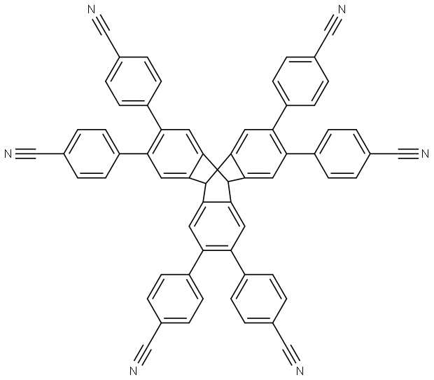 4,4',4'',4''',4'''',4'''''-(9,10-dihydro-9,10-[1,2]benzenoanthracene-2,3,6,7,14,15-hexayl)hexabenzonitrile Struktur