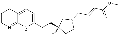 methyl (S,E)-4-(3-fluoro-3-(2-(5,6,7,8-tetrahydro-1,8-naphthyridin-2-yl)ethyl)pyrrolidin-1-yl)but-2-enoate Struktur