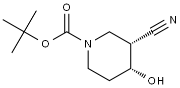 tert-butyl cis-3-cyano-4-hydroxy-piperidine-1-carboxylate Struktur