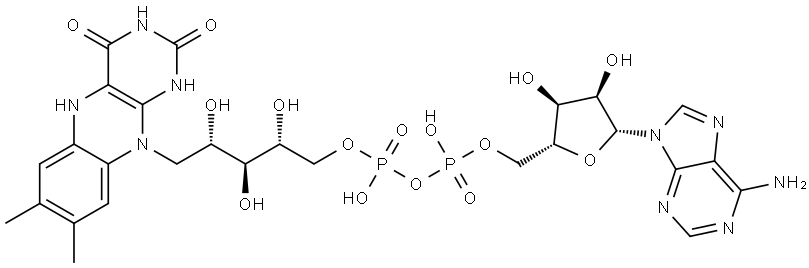 [(2R,3S,4R,5R)-5-(6-aminopurin-9-yl)-3,4-dihydroxyoxolan-2-yl]methyl [[(2R,3S,4S)-5-(7,8-dimethyl-2,4-dioxo-1,5-dihydrobenzo[g]pteridin-10-yl)-2,3,4-trihydroxypentoxy]-hydroxyphosphoryl] hydrogen phosphate Struktur