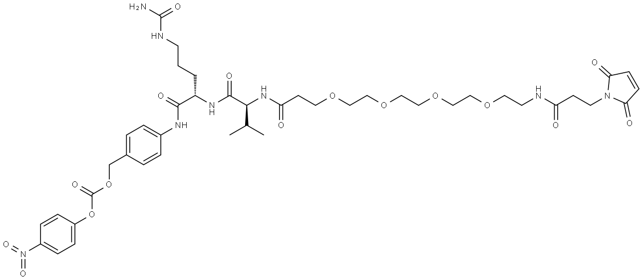 Mal-beta-Ala-PEG(4)-Val-Cit-PAB-PNP Struktur