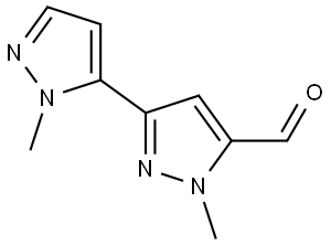 1,2'-dimethyl-1H,2'H-[3,3'-bipyrazole]-5-carbaldehyde Struktur