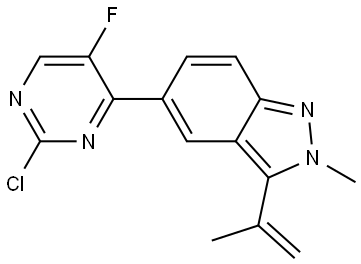 5-(2-chloro-5-fluoropyrimidin-4-yl)-2-methyl-3-(prop-1-en-2-yl)-2H-indazole Struktur