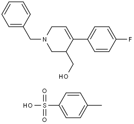 (±)-1-Benzyl-4-(4-fluoro-phenyl)-3-hydroxymethyl-1,2,3,6-tetrahydro-pyridine, salt with benzenesulfonic acid Struktur