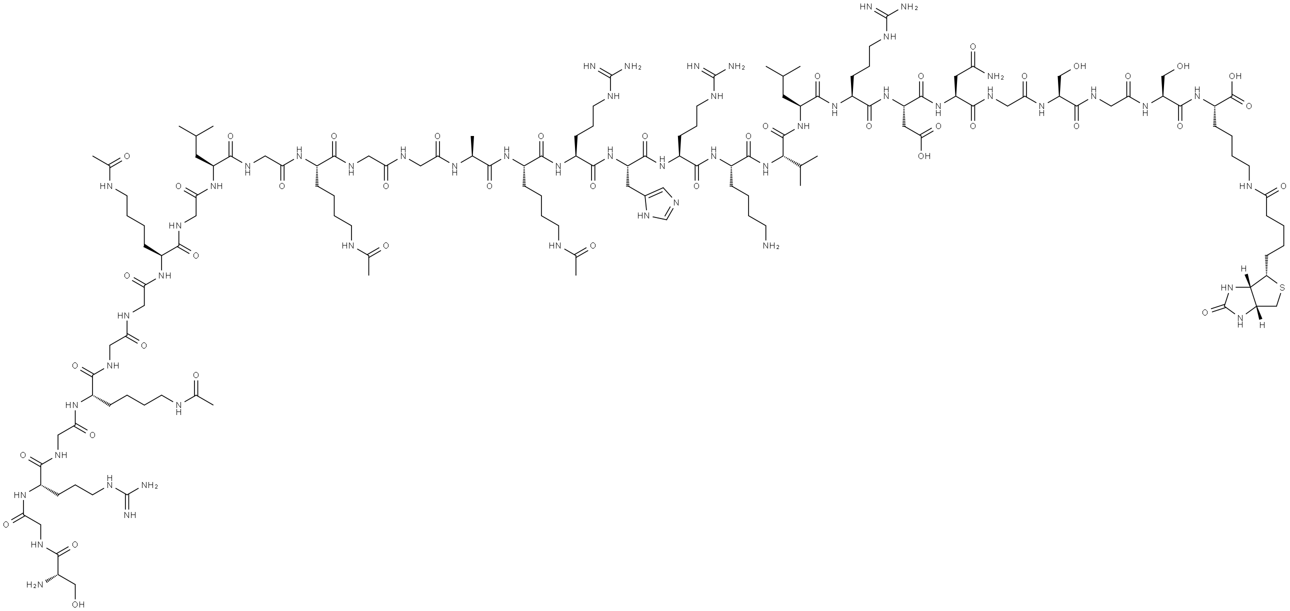 (Lys(Ac)5.8.12.16)-Histone H4 (1-25)-Gly-Ser-Gly-Ser-Lys(biotinyl) Struktur