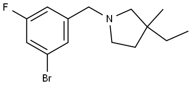 1-(3-bromo-5-fluorobenzyl)-3-ethyl-3-methylpyrrolidine Struktur