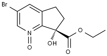 (S)-3-bromo-7-(ethoxycarbonyl)-7-hydroxy-6,7-dihydro-5H-cyclopenta[b]pyridine 1-oxide Struktur