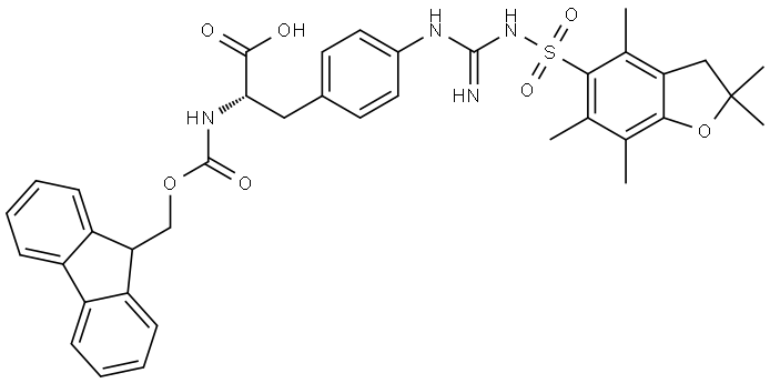 Fmoc-(4,( Pbf)-guanido)Phe-OH Struktur