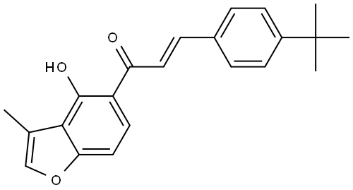 (2E)-3-[4-(1,1-Dimethylethyl)phenyl]-1-(4-hydroxy-3-methyl-5-benzofuranyl)-2-propen-1-one Struktur