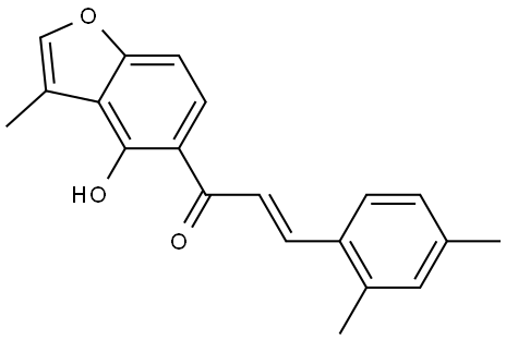 (2E)-3-(2,4-Dimethylphenyl)-1-(4-hydroxy-3-methyl-5-benzofuranyl)-2-propen-1-one Struktur