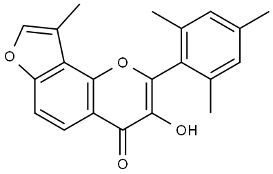 4H-Furo[2,3-h]-1-benzopyran-4-one, 3-hydroxy-9-methyl-2-(2,4,6-trimethylphenyl)- Struktur