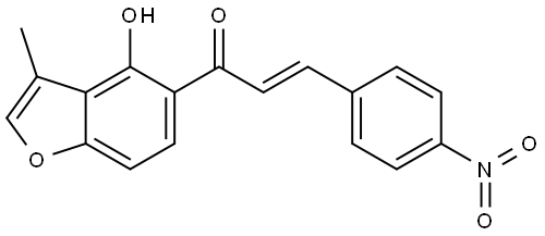 (2E)-1-(4-Hydroxy-3-methyl-5-benzofuranyl)-3-(4-nitrophenyl)-2-propen-1-one Struktur