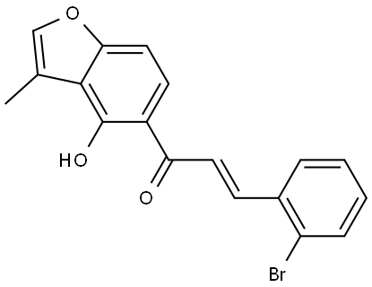 (2E)-3-(2-Bromophenyl-1-(4-hydroxy-3-methyl-5-benzofuranyl)-2-propen-1-one Struktur